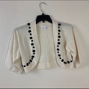 Banana Republic Ivory Cropped Shrug with Black Trim